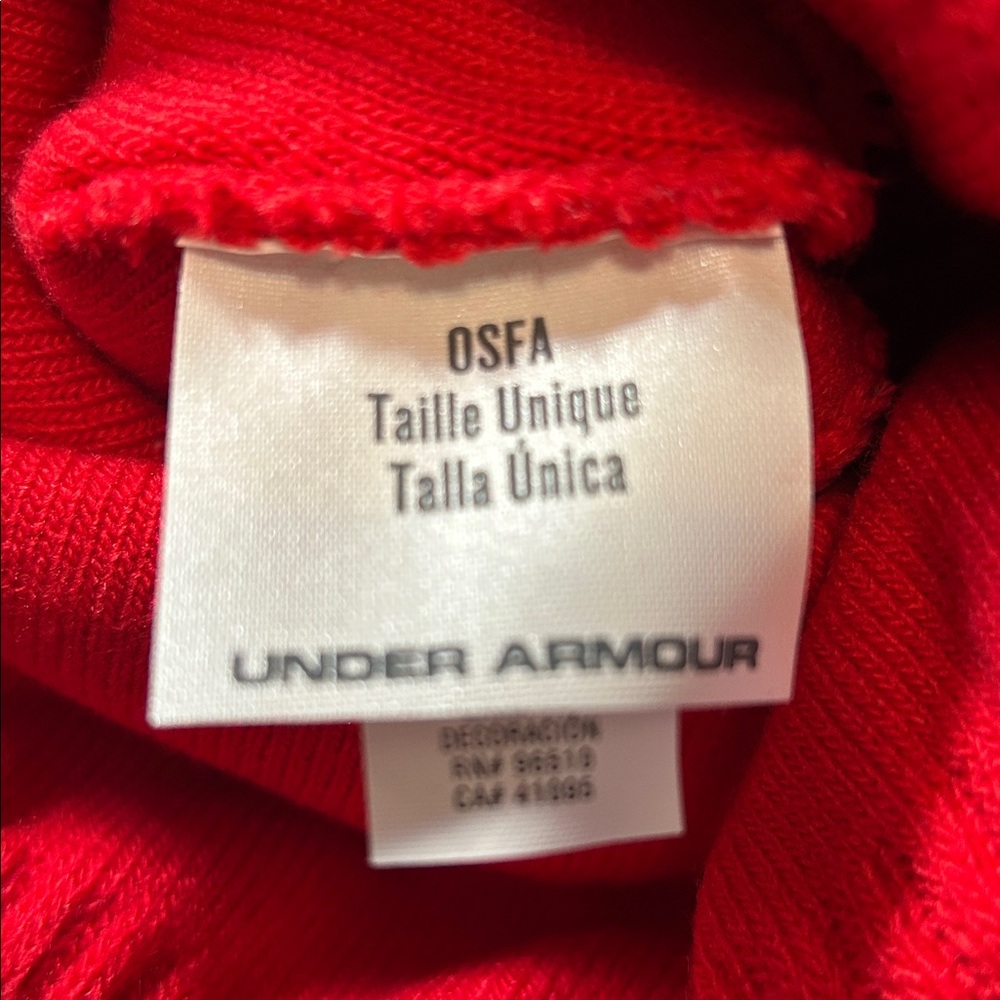 Under Armour Red and White Knit Beanie - Picture 6 of 6
